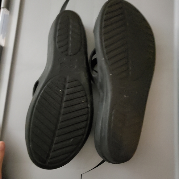 Crocs Patricia Black/Grey Wedge Heel Slide Sandals - Picture 3 of 3